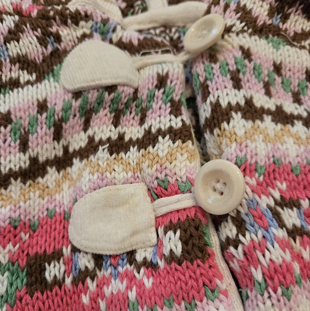 Vintage Y2k Genuine Kids By Oshkosh Colorful Knit Hooded Cardigan